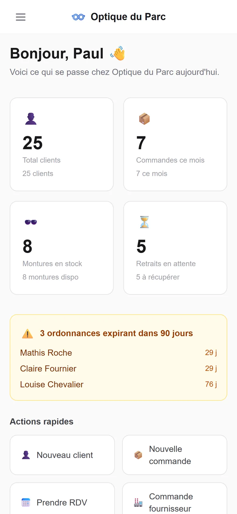 Logiciel opticien — OptiCareApp