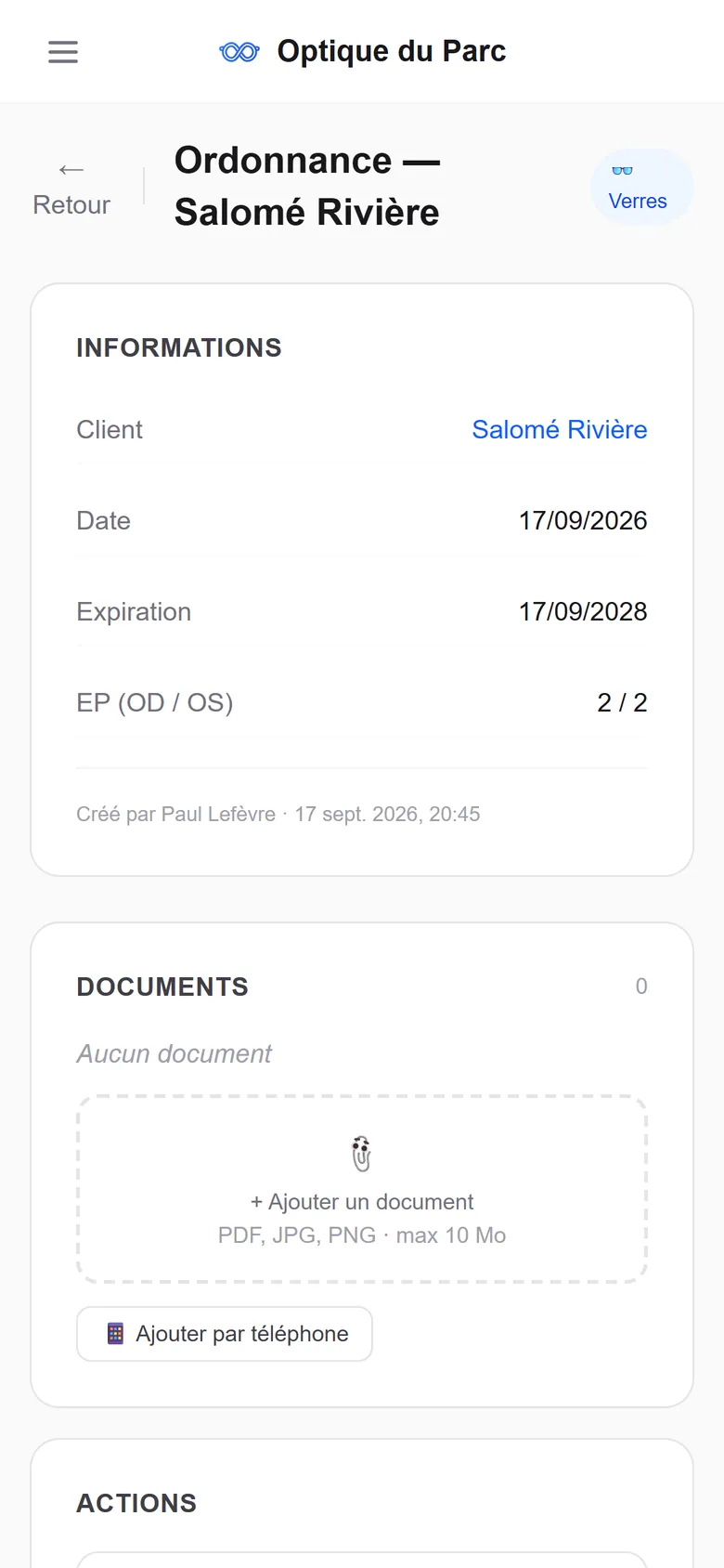 Clients et ordonnances — OptiCareApp